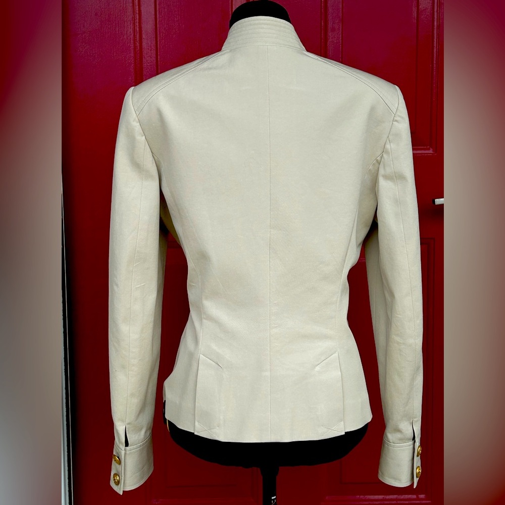 CHARTER CLUB s6 tan cropped jacket-very flattering on-looks NEW-gold buttons - Picture 2 of 5